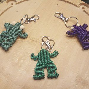 Macrame Frog Keychain / Charm for purse or backpack